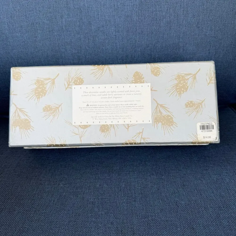 White Barn Bath & Body Works Candle Winter Wonderland 4 Frosted Pinecones NOS